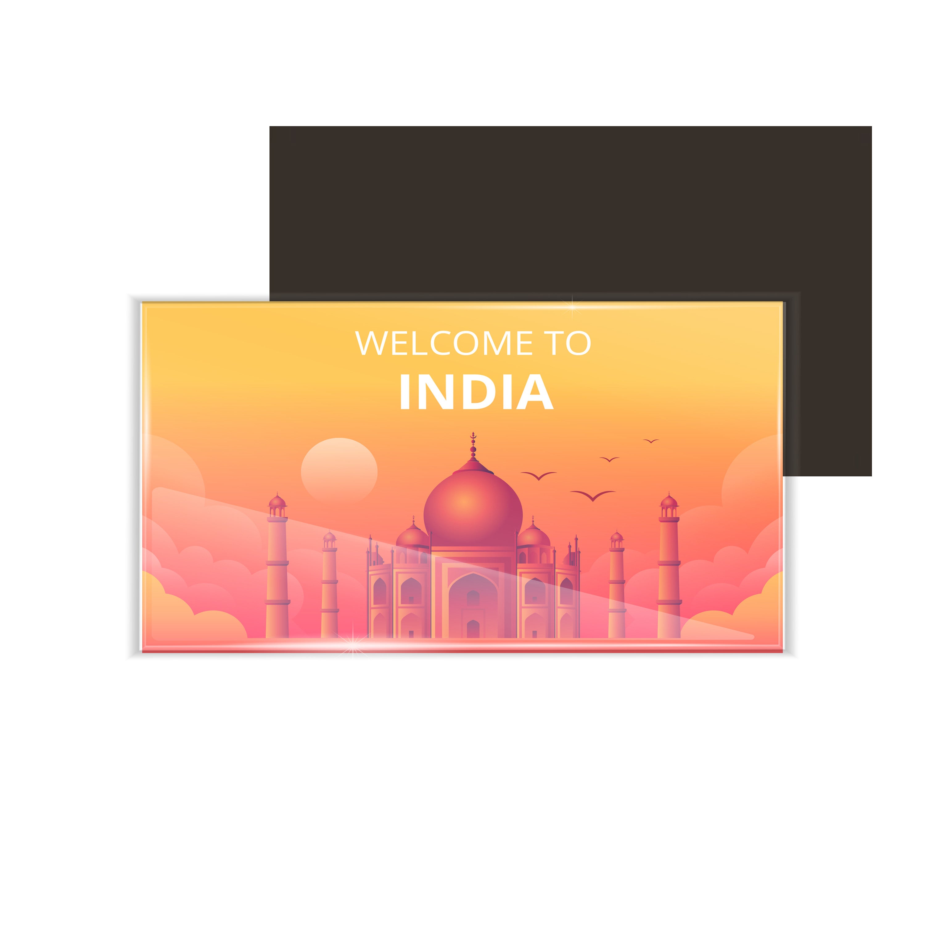 dhcrafts Fridge Magnet Rectangle Acrylic Glass (8.6 x 5.4 cm) Multicolor Travel India D1 Design Pack of 1